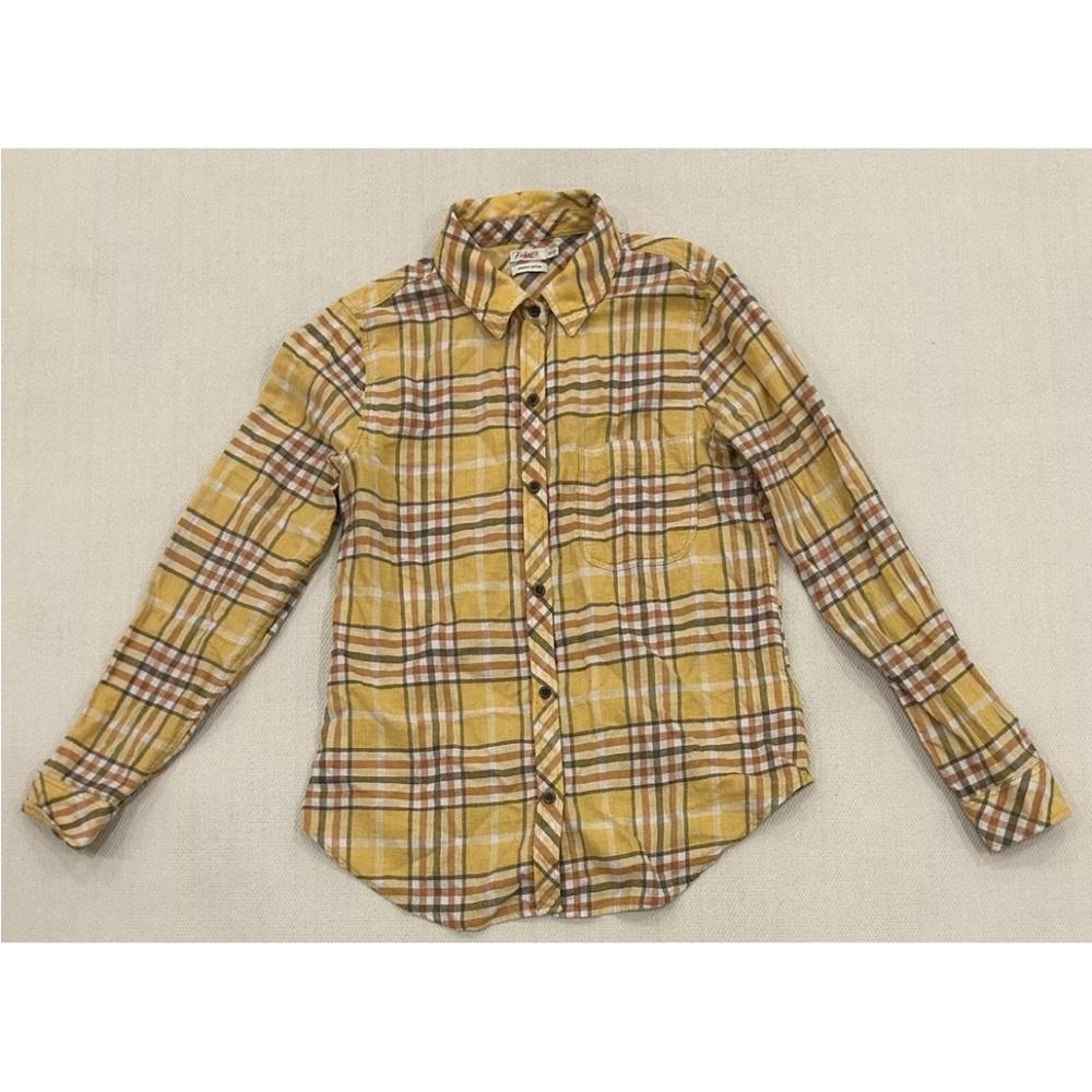 Faherty Button Down Shirt Plaid Yellow Organic Cotton Cottagecore Size XS